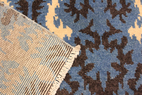 handmade Modern Cianna Lt. Blue Charcoal Hand Knotted RECTANGLE WOOL&VISCOU area rug 4' x 6'