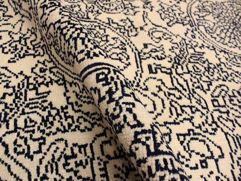 handmade Modern Firesse Ivory Blue Hand Knotted RECTANGLE WOOL&SILK area rug 4x6
