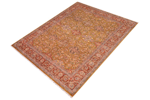 handmade Traditional  Gold Rust Hand Knotted RECTANGLE 100% WOOL area rug 8' x 10'