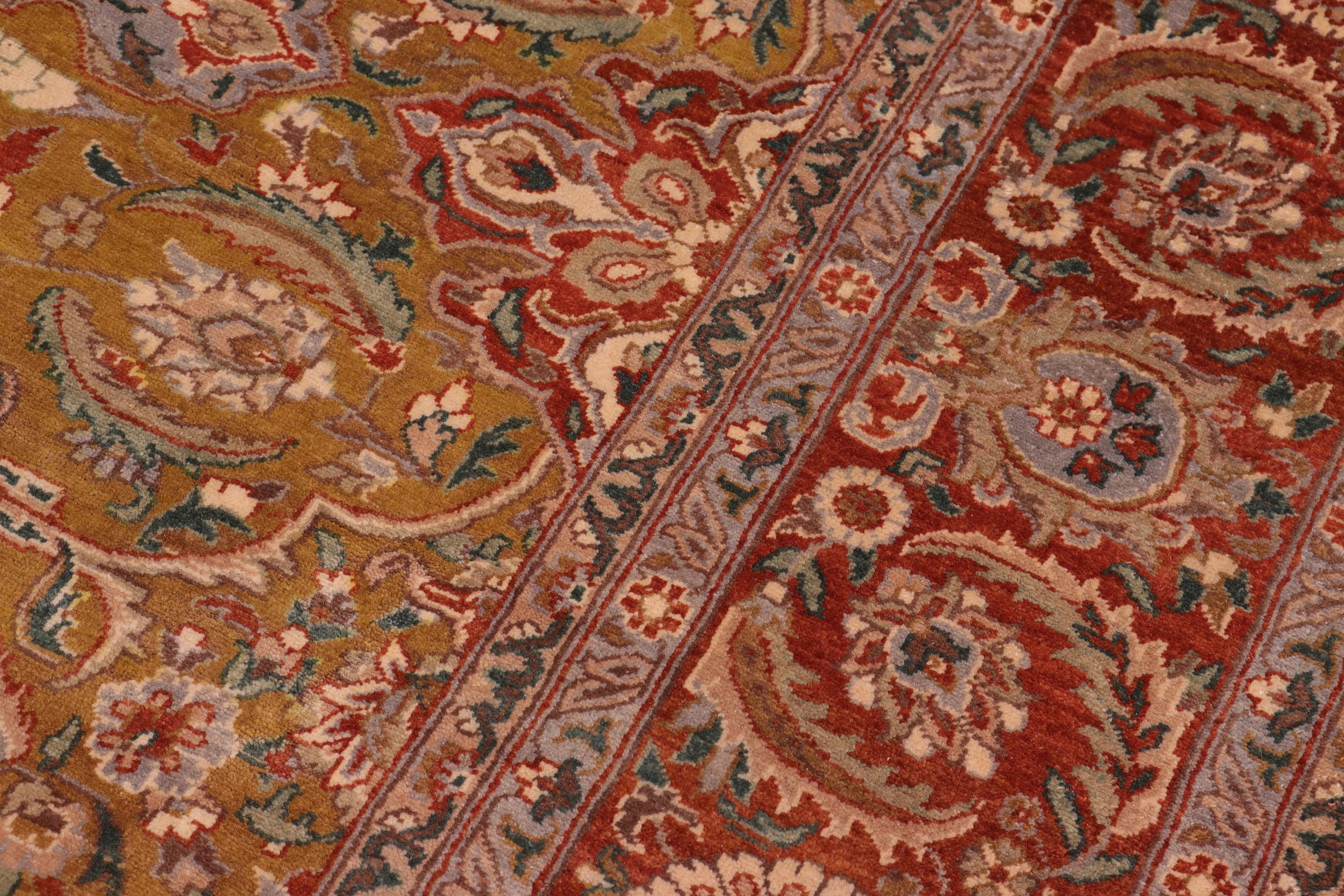 handmade Traditional  Gold Rust Hand Knotted RECTANGLE 100% WOOL area rug 8' x 10'