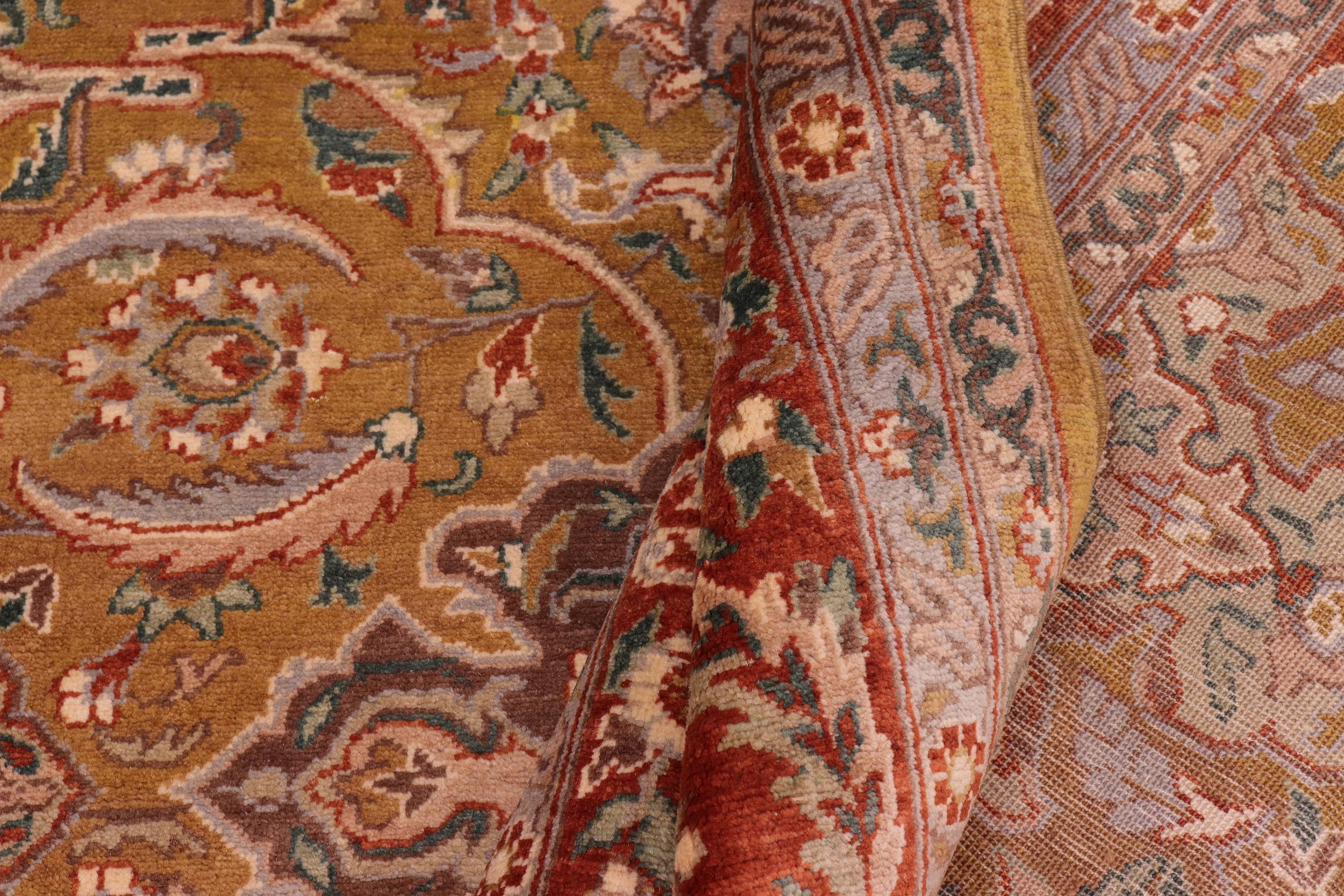 handmade Traditional  Gold Rust Hand Knotted RECTANGLE 100% WOOL area rug 8' x 10'