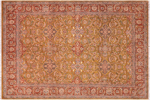 handmade Traditional  Gold Rust Hand Knotted RECTANGLE 100% WOOL area rug 8' x 10'