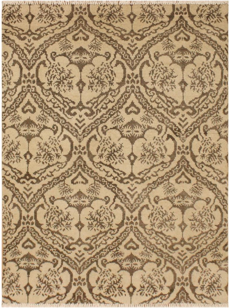 handmade Modern Nabila Tan Brown Hand Knotted RECTANGLE WOOL&SILK area rug 4x6