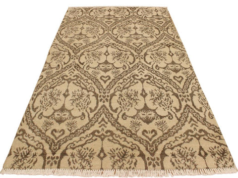 handmade Modern Nabila Tan Brown Hand Knotted RECTANGLE WOOL&SILK area rug 4x6
