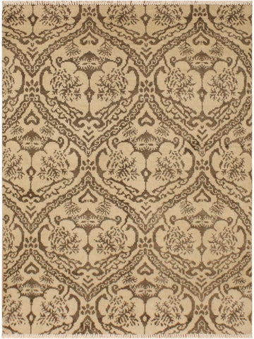 handmade Modern Nabila Tan Brown Hand Knotted RECTANGLE WOOL&SILK area rug 4x6
