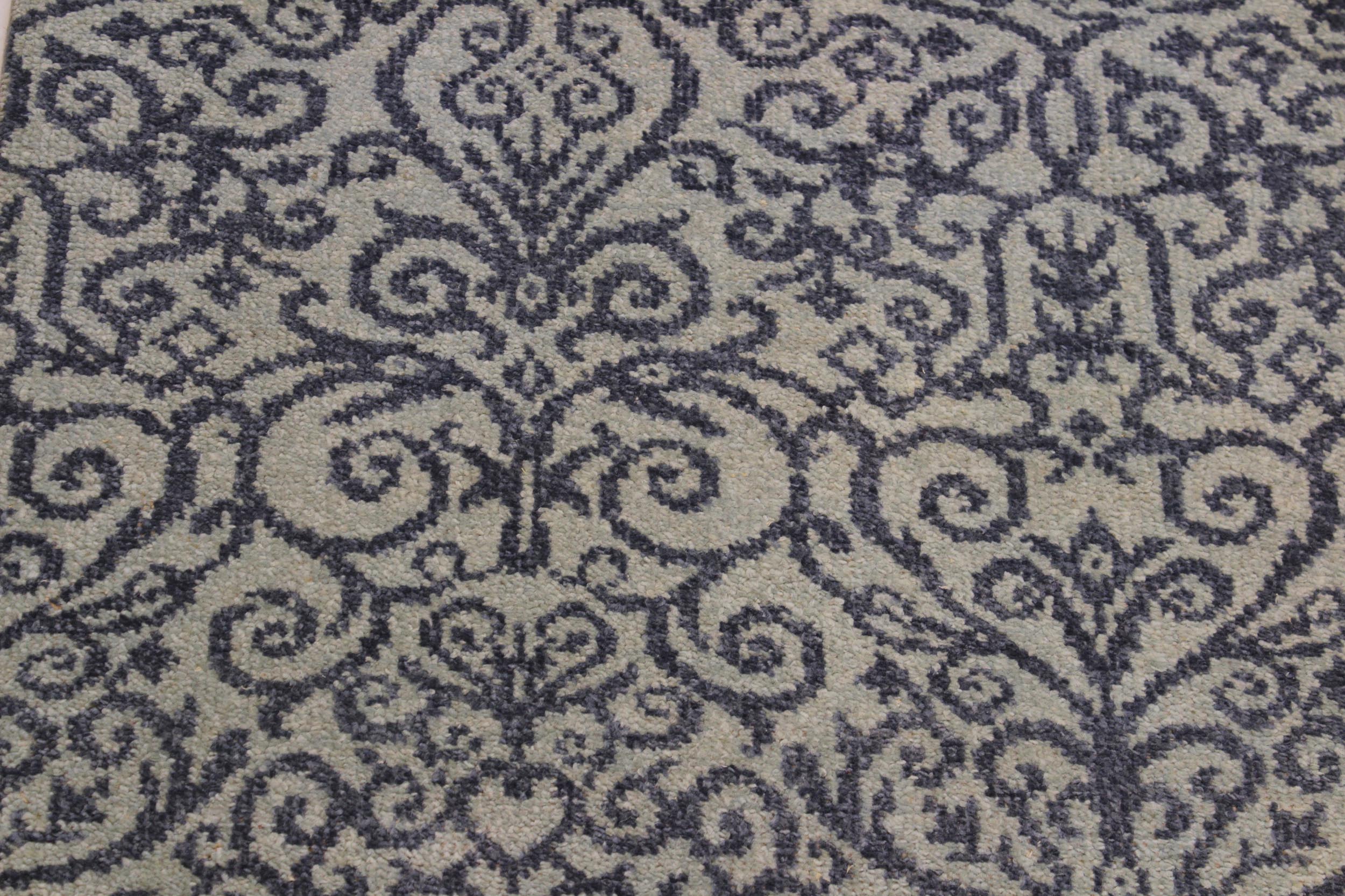 handmade Transitional Kafkaz Lt. Blue Blue Hand Knotted RUNNER WOOL&SILK area rug 2' x 6'