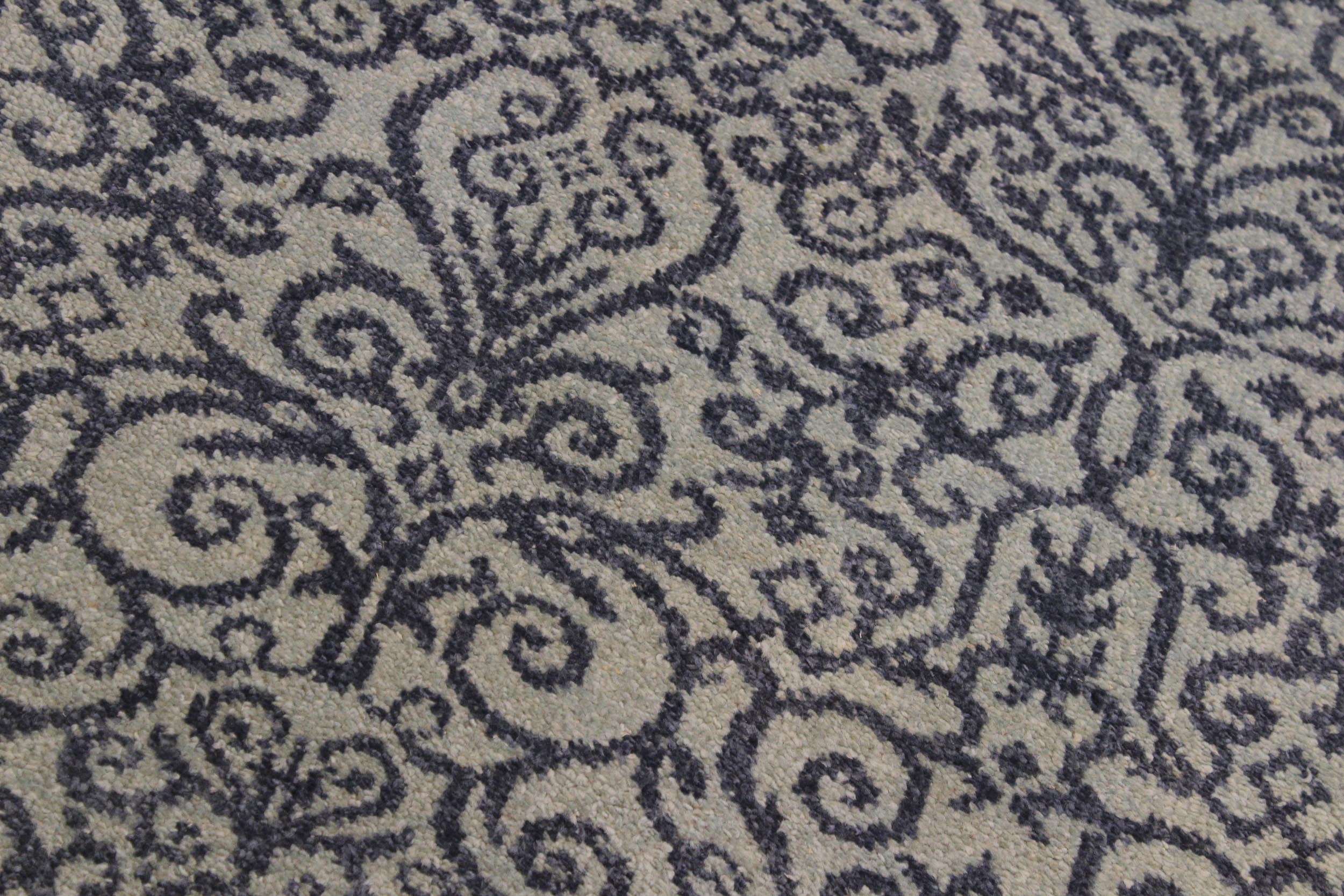 handmade Transitional Kafkaz Lt. Blue Blue Hand Knotted RUNNER WOOL&SILK area rug 2' x 6'