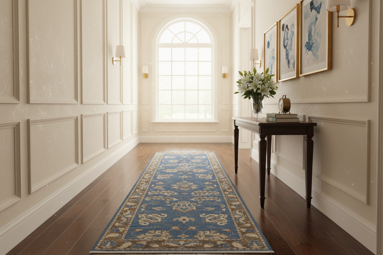 handmade Traditional Kafkaz Lt. Blue Brown Hand Knotted RUNNER 100% WOOL area rug 3' x 12'
