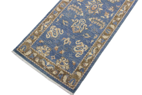 handmade Traditional Kafkaz Lt. Blue Brown Hand Knotted RUNNER 100% WOOL area rug 3' x 12'