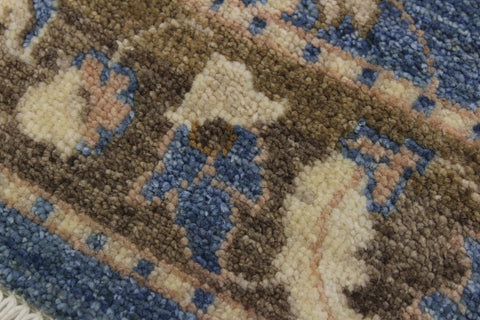 handmade Traditional Kafkaz Lt. Blue Brown Hand Knotted RUNNER 100% WOOL area rug 3' x 12'