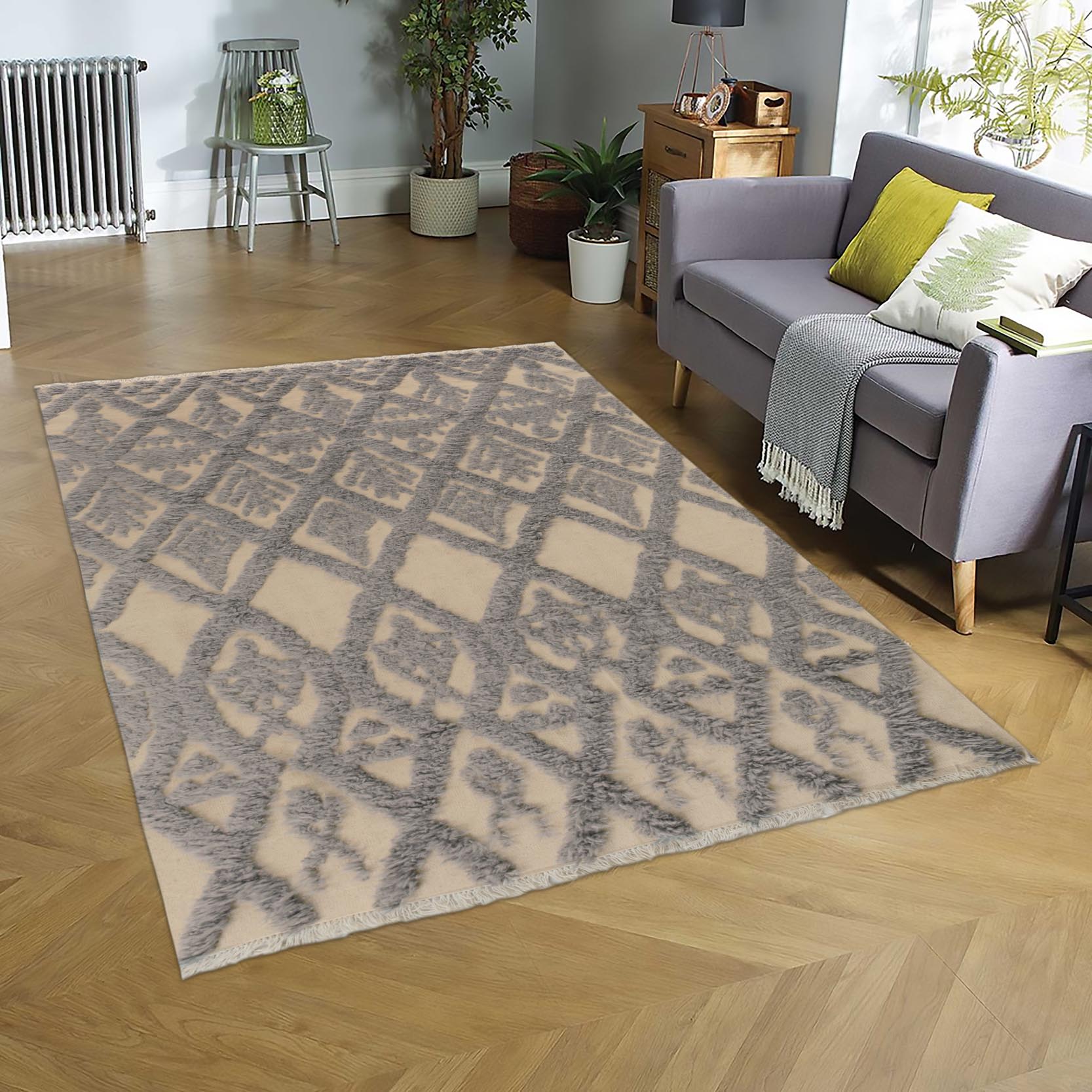 handmade Geometric Moroccan Hi Ivory Blue Hand Knotted RECTANGLE 100% WOOL area rug 6' x 8'