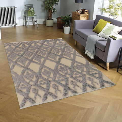 handmade Geometric Moroccan Hi Ivory Blue Hand Knotted RECTANGLE 100% WOOL area rug 6' x 8'