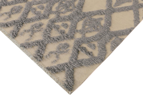 handmade Geometric Moroccan Hi Ivory Blue Hand Knotted RECTANGLE 100% WOOL area rug 6' x 8'