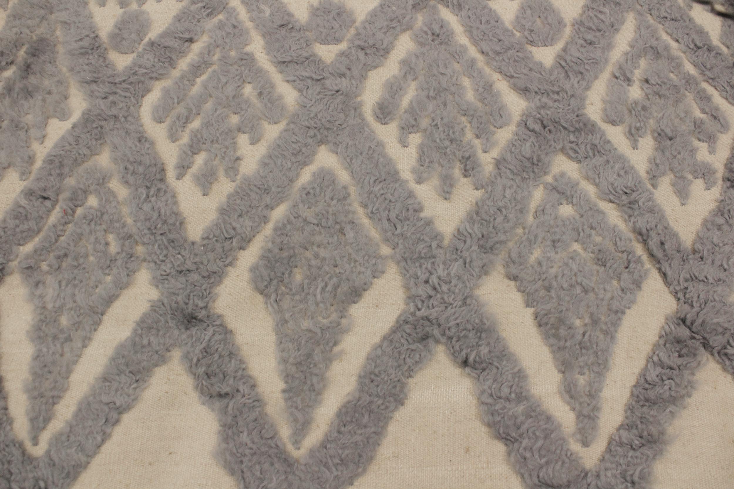 handmade Geometric Moroccan Hi Ivory Blue Hand Knotted RECTANGLE 100% WOOL area rug 6' x 8'