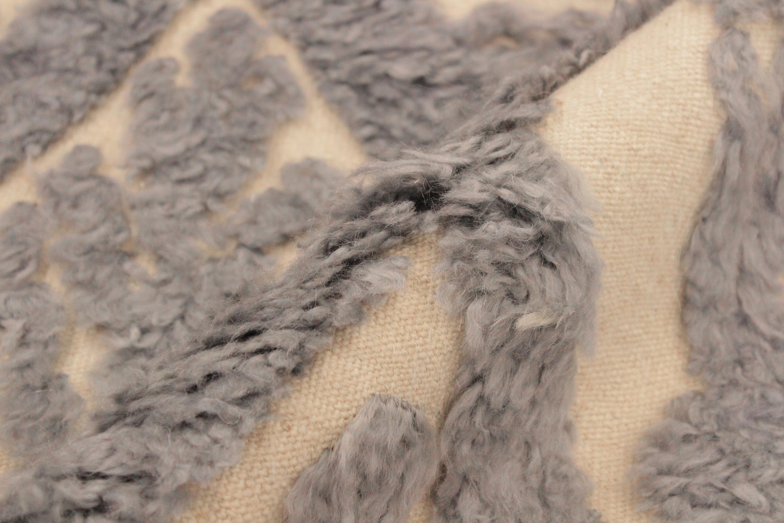 handmade Geometric Moroccan Hi Ivory Blue Hand Knotted RECTANGLE 100% WOOL area rug 6' x 8'