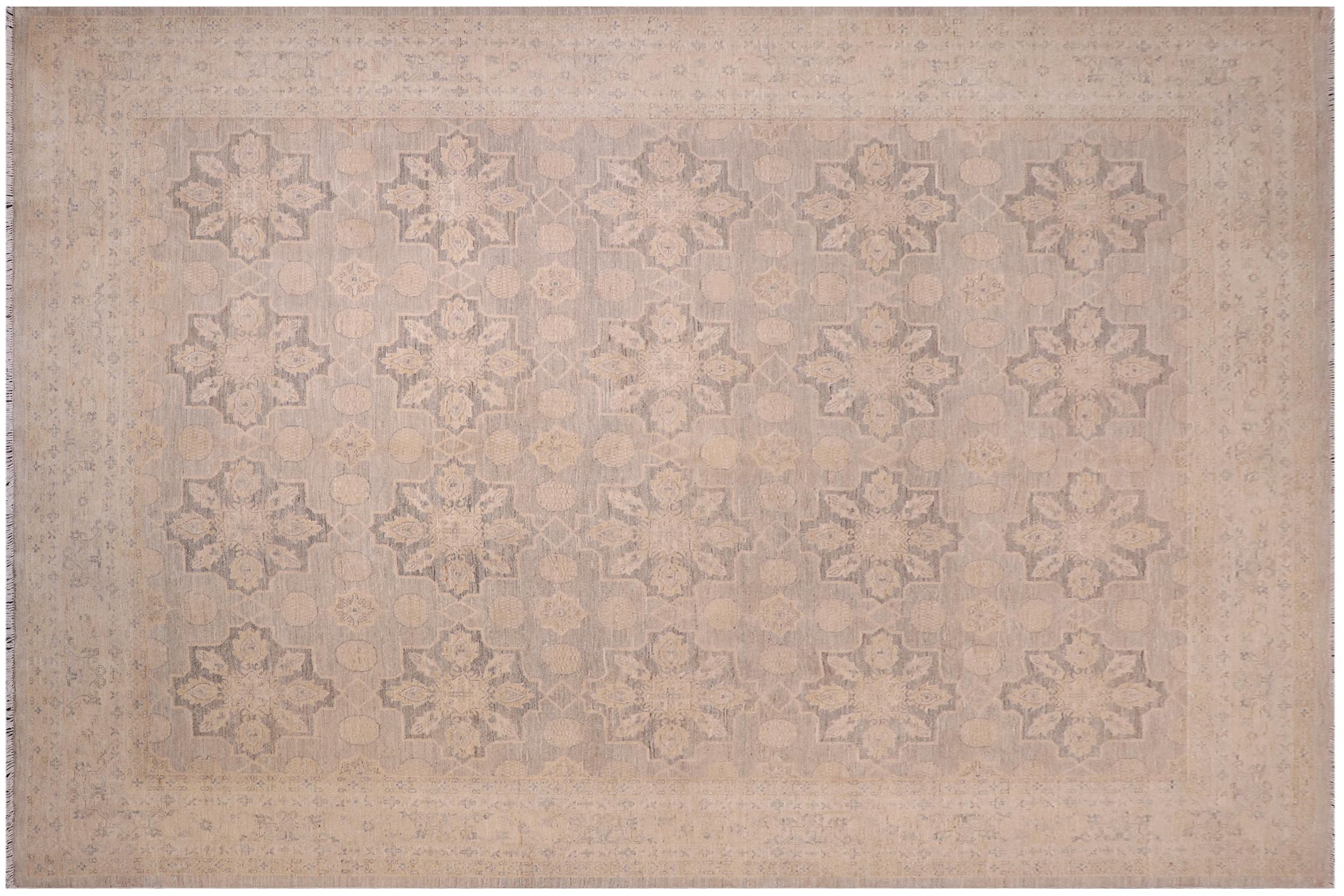 handmade Modern Kafkaz Gray Gold Hand Knotted RECTANGLE 100% WOOL area rug 10' x 14'