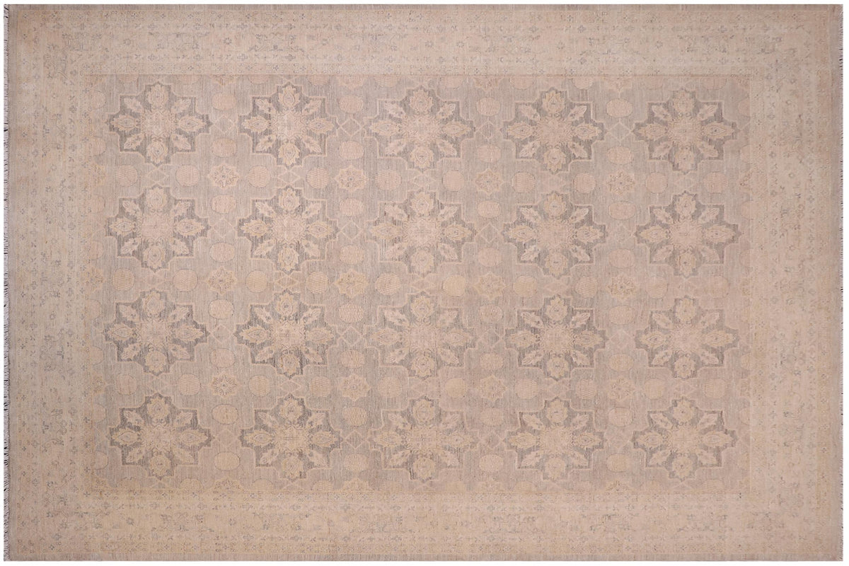 handmade Modern Kafkaz Gray Gold Hand Knotted RECTANGLE 100% WOOL area rug 10' x 14'