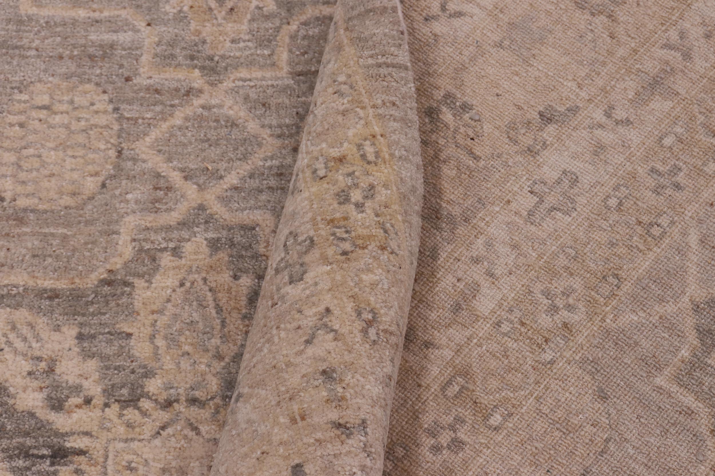 handmade Modern Kafkaz Gray Gold Hand Knotted RECTANGLE 100% WOOL area rug 10' x 14'