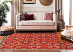 handmade Transitional Kafkaz Rust Blue Hand Knotted RECTANGLE 100% WOOL area rug 10X14