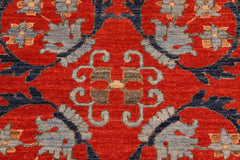 handmade Transitional Kafkaz Rust Blue Hand Knotted RECTANGLE 100% WOOL area rug 10X14