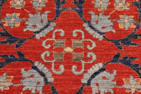 handmade Modern Kafkaz Rust Blue Hand Knotted RECTANGLE 100% WOOL area rug 10' x 14'