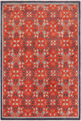 handmade Transitional Kafkaz Rust Blue Hand Knotted RECTANGLE 100% WOOL area rug 10X14