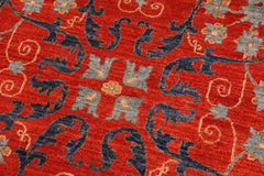 handmade Transitional Kafkaz Rust Blue Hand Knotted RECTANGLE 100% WOOL area rug 10X14