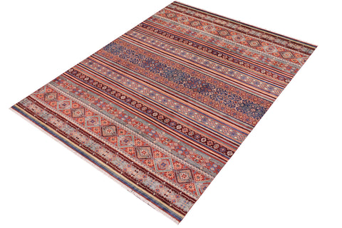handmade Geometric Kurjean Red Blue Hand Knotted RECTANGLE 100% WOOL area rug 9x12