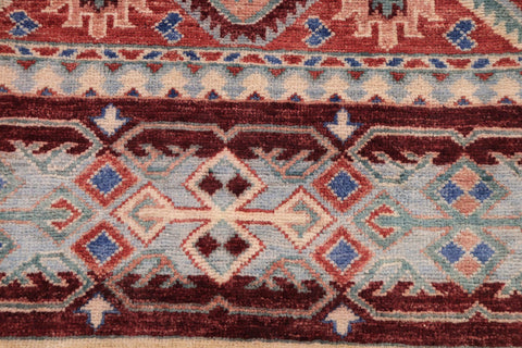 handmade Geometric Kurjean Red Blue Hand Knotted RECTANGLE 100% WOOL area rug 9x12