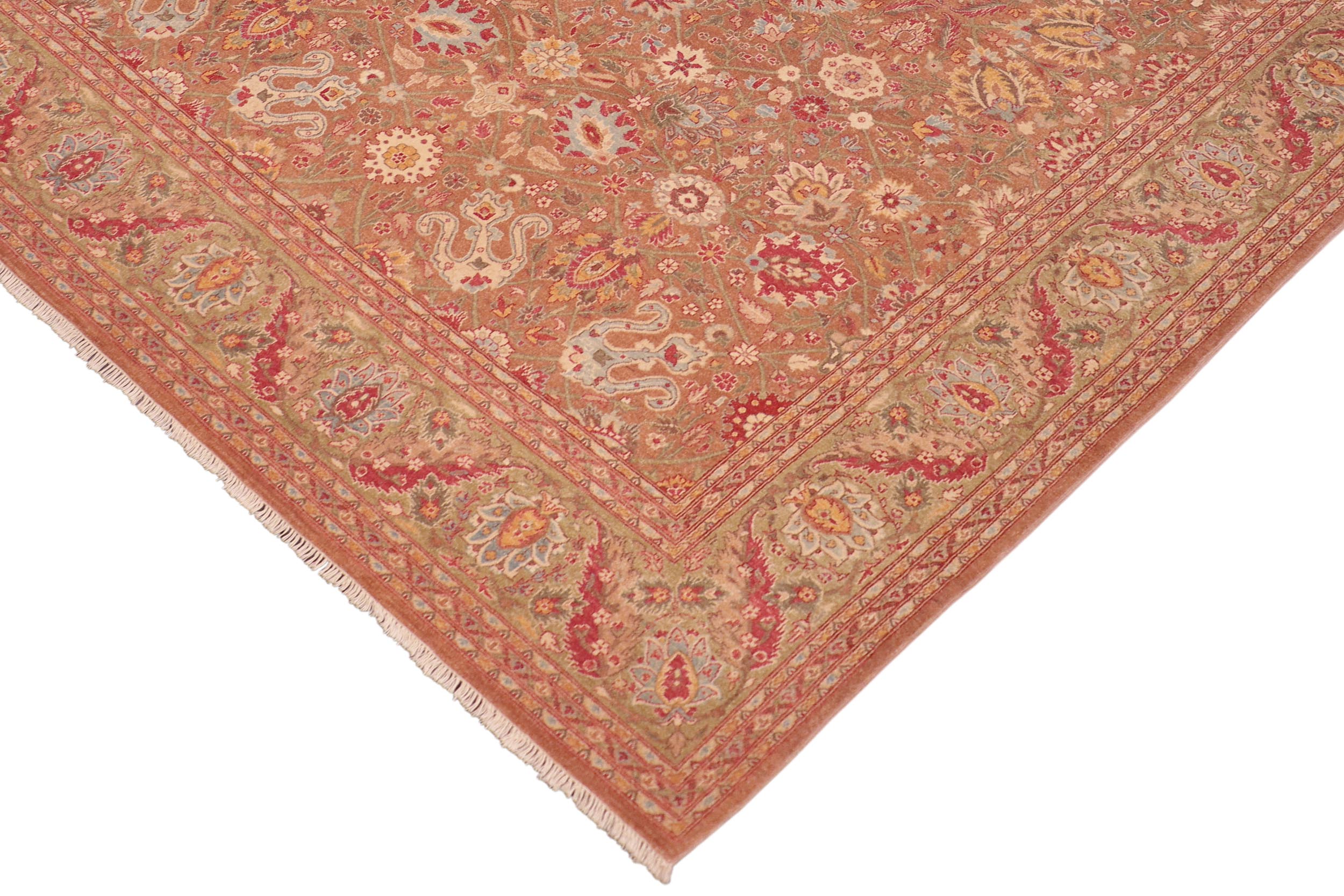 handmade Traditional  Brown Green Hand Knotted RECTANGLE 100% WOOL area rug 8' x 10'