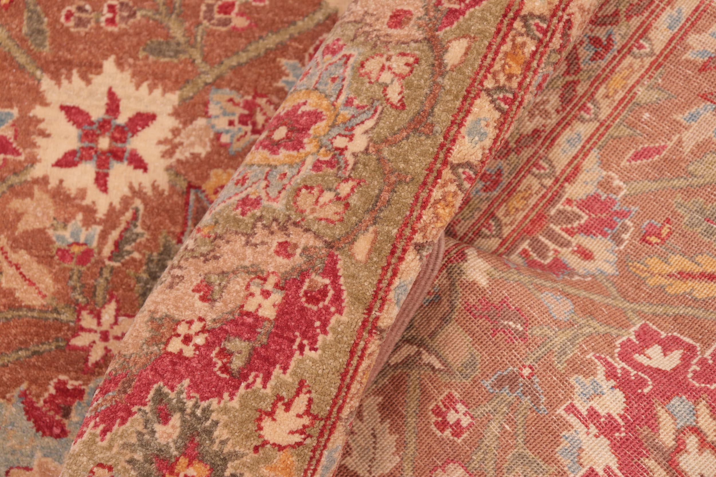 handmade Traditional  Brown Green Hand Knotted RECTANGLE 100% WOOL area rug 8' x 10'