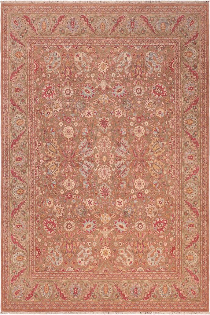 handmade Traditional  Brown Green Hand Knotted RECTANGLE 100% WOOL area rug 8'X10'