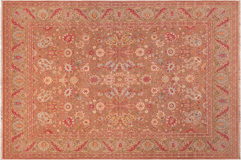 handmade Traditional  Brown Green Hand Knotted RECTANGLE 100% WOOL area rug 8' x 10'