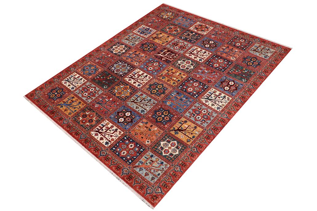 handmade Transitional Kafkaz Rust Blue Hand Knotted RECTANGLE 100% WOOL area rug 9X12