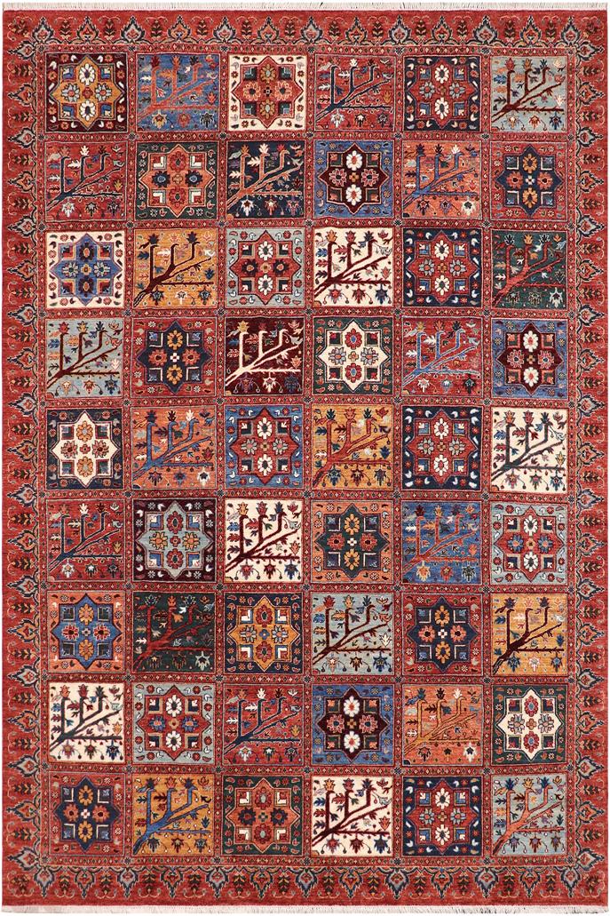 handmade Transitional Kafkaz Rust Blue Hand Knotted RECTANGLE 100% WOOL area rug 9X12