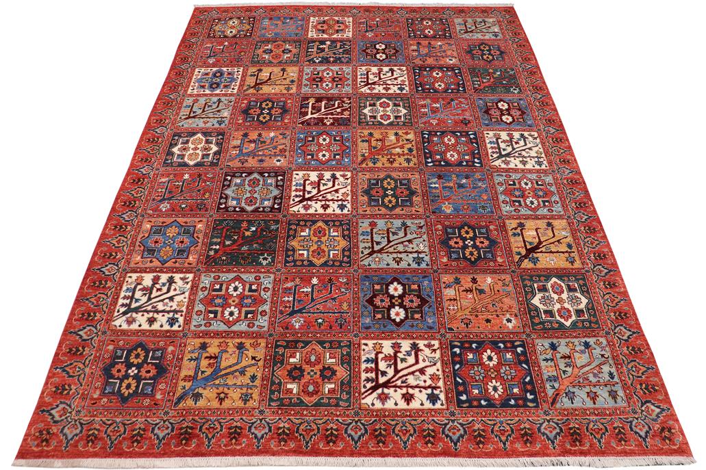 handmade Transitional Kafkaz Rust Blue Hand Knotted RECTANGLE 100% WOOL area rug 9X12
