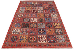 handmade Transitional Kafkaz Rust Blue Hand Knotted RECTANGLE 100% WOOL area rug 9X12