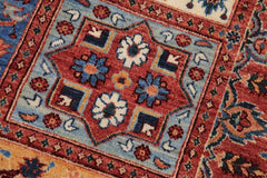 handmade Transitional Kafkaz Rust Blue Hand Knotted RECTANGLE 100% WOOL area rug 9X12