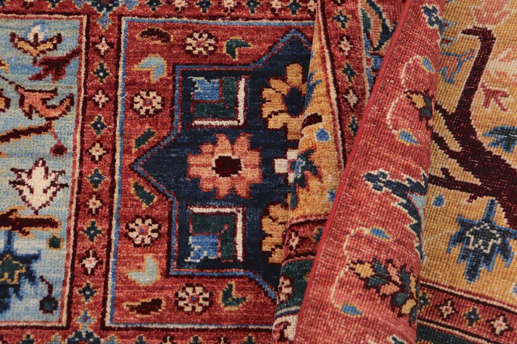 handmade Transitional Kafkaz Rust Blue Hand Knotted RECTANGLE 100% WOOL area rug 9X12