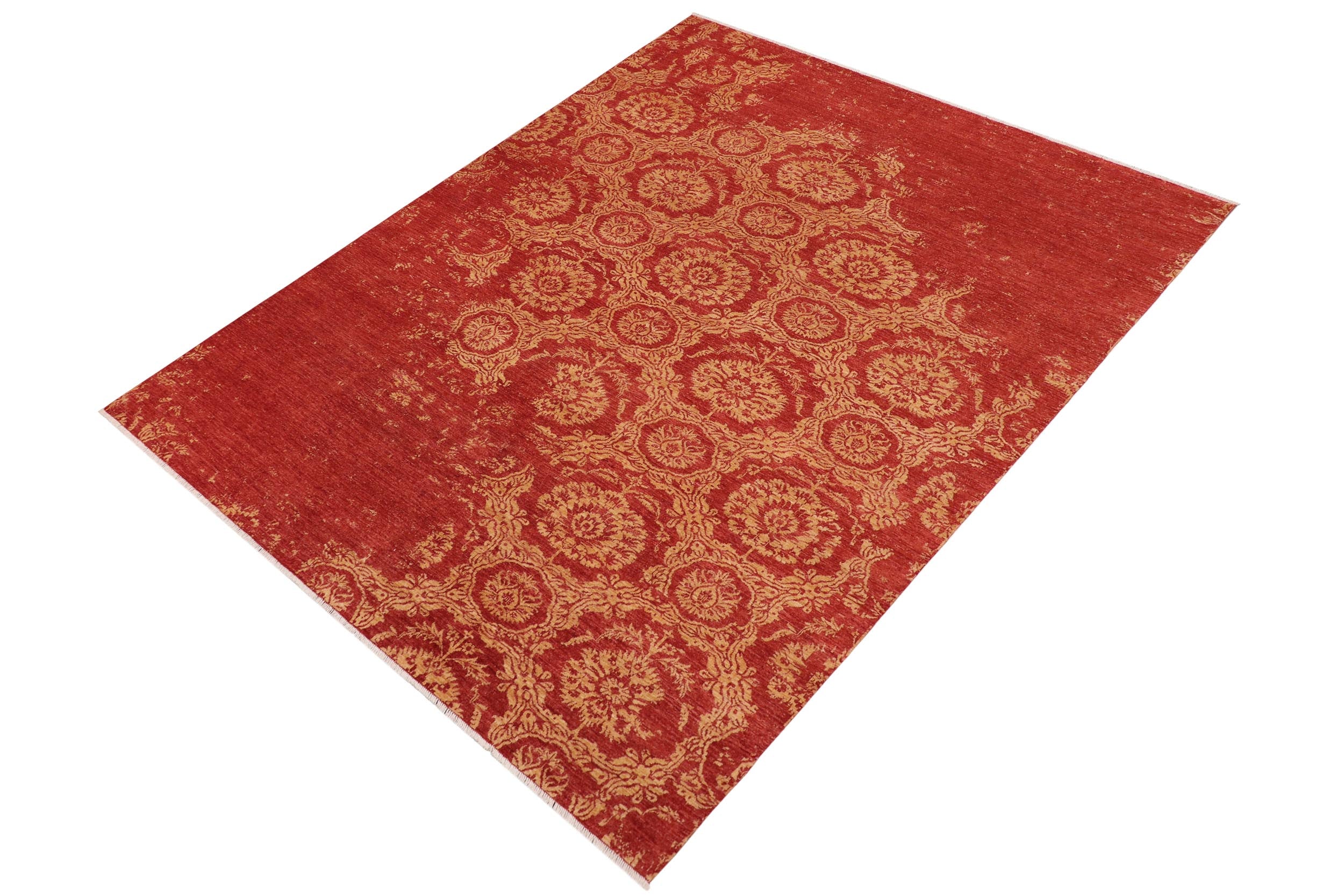 handmade Modern Abstract Rust Tan Hand Knotted RECTANGLE 100% WOOL area rug 9' x 12'