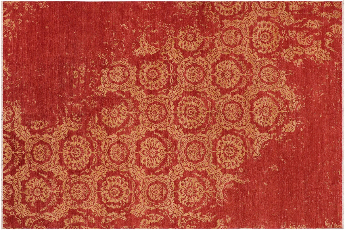 handmade Modern Abstract Rust Tan Hand Knotted RECTANGLE 100% WOOL area rug 9' x 12'