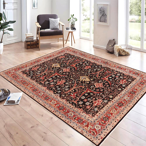 handmade Geometric Kafkaz Black Blue Hand Knotted RECTANGLE 100% WOOL area rug 10' x 14'