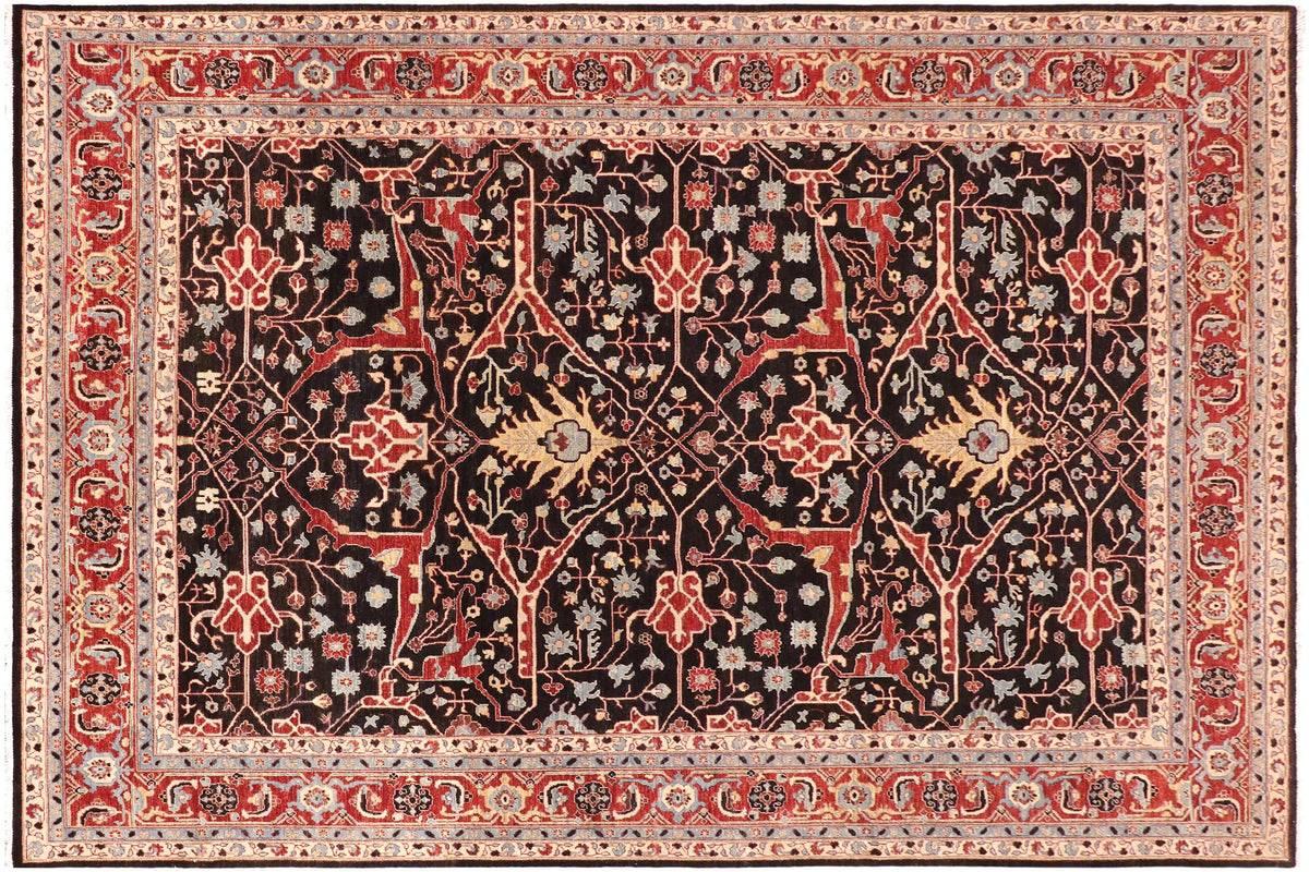 handmade Geometric Kafkaz Black Blue Hand Knotted RECTANGLE 100% WOOL area rug 10' x 14'