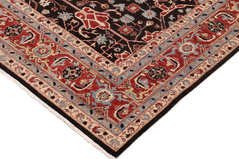 handmade Geometric Kafkaz Black Blue Hand Knotted RECTANGLE 100% WOOL area rug 10' x 14'