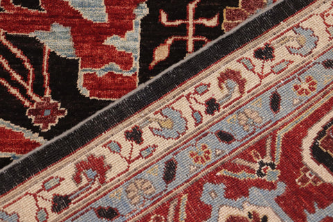 handmade Geometric Kafkaz Black Blue Hand Knotted RECTANGLE 100% WOOL area rug 10' x 14'