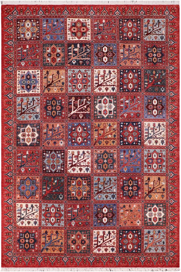 handmade Transitional Kafkaz Rust Blue Hand Knotted RECTANGLE 100% WOOL area rug 9X12