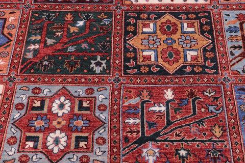 handmade Geometric Kafkaz Rust Blue Hand Knotted RECTANGLE 100% WOOL area rug 9' x 12'