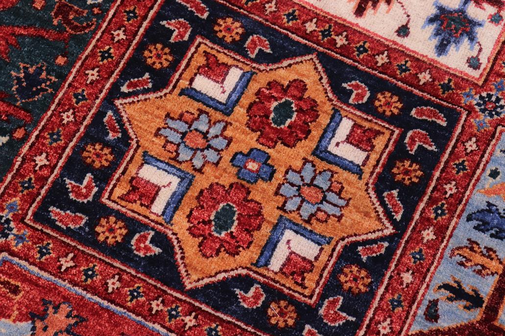 handmade Transitional Kafkaz Rust Blue Hand Knotted RECTANGLE 100% WOOL area rug 9X12