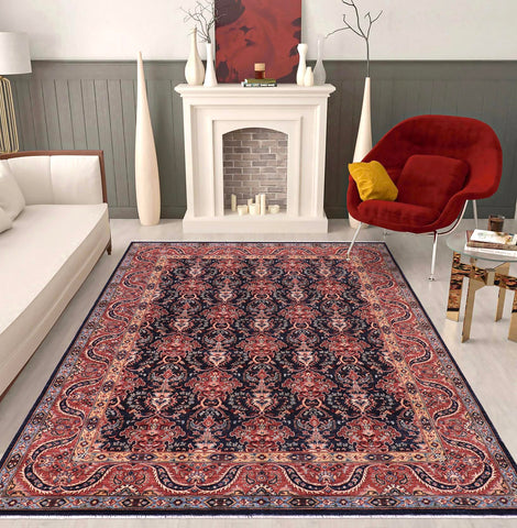 handmade Transitional Kafkaz Blue Red Hand Knotted RECTANGLE 100% WOOL area rug 8' x 10'