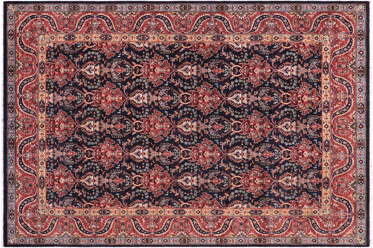 handmade Transitional Kafkaz Blue Red Hand Knotted RECTANGLE 100% WOOL area rug 8' x 10'